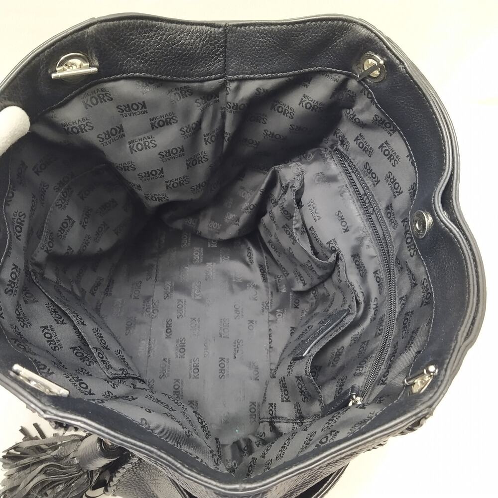 Michael Kors Black Pebbled Leather Tassel Chain Strap Shoulder Bag - Picture 13 of 16